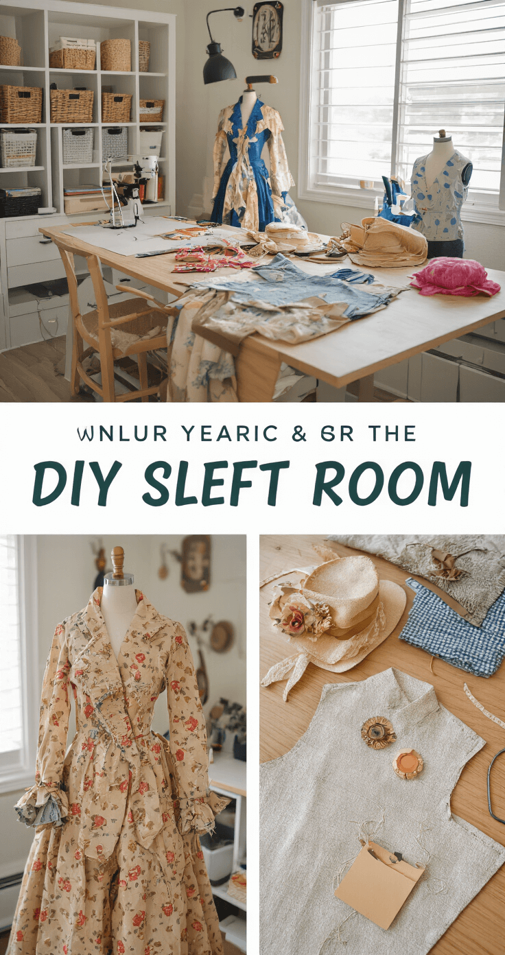 Ultimate Guide to Duo Costumes: Creative Ideas for Dynamic Duos A well-lit home craft room showcasing two DIY costumes in progress, featuring detailed stitching, organized fabric choices, and handmade accessories. The setup is enhanced by natural light and soft fill lighting, with a macro lens highlighting intricate textures and a styled flat-lay composition of color-coordinated materials.