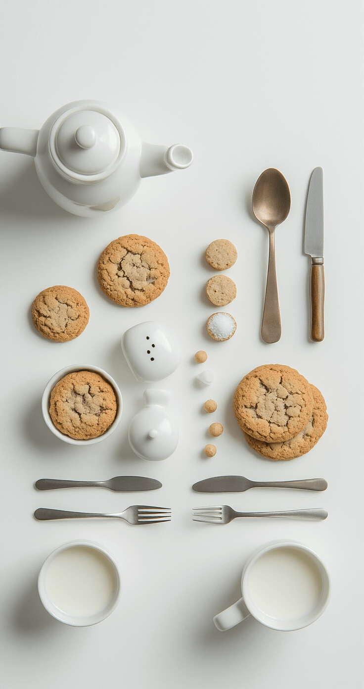 Couples Costumes: Your Ultimate Guide to Coordinated Halloween Magic Flat lay of a minimalist white studio setup featuring symmetrical arrangement of couple's food-themed costume elements, including salt and pepper shakers and cookie and milk accessories, with diffused overhead lighting highlighting textures.