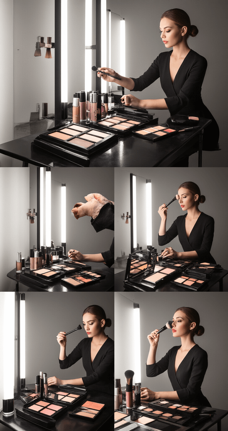 Master Male Cosplay Makeup: A Complete for All Skill Levels Editorial composition in a modern makeup studio displaying side-by-side examples of proper and improper makeup techniques, highlighted by dramatic split lighting; features professional products illustrating correct usage.