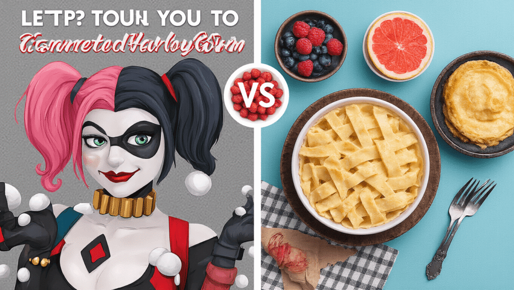 A vibrant Harley Quinn cosplay outfit featuring bold colors, playful patterns, and signature accessories, set against a dynamic backdrop that highlights the character’s mischievous personality.