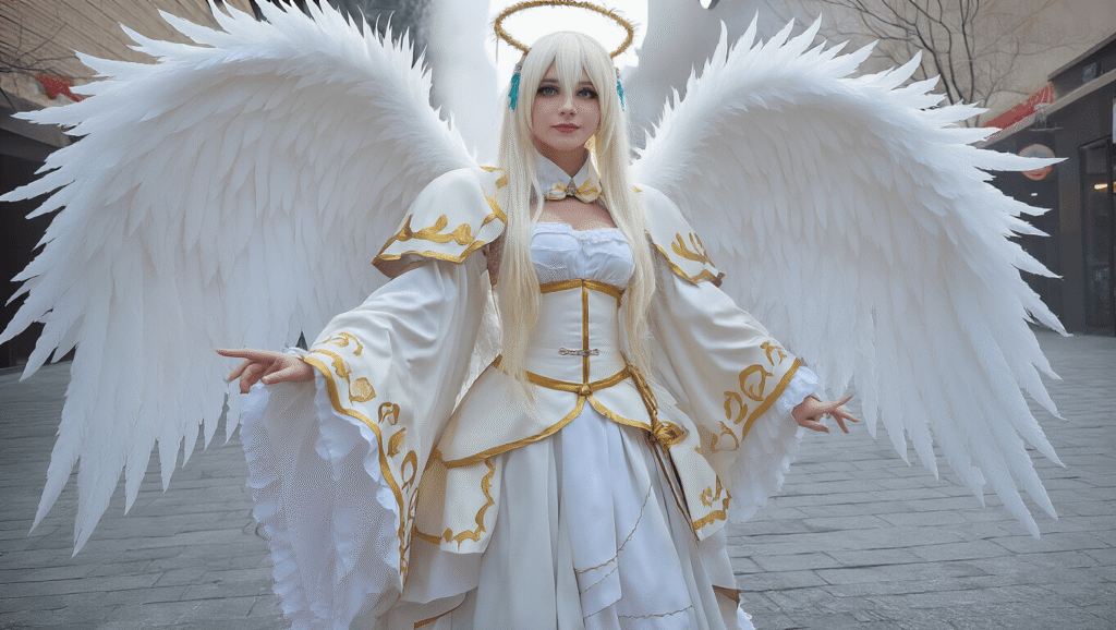 A detailed guide on angel costume design for cosplay, featuring vibrant outfits, intricate makeup, and stylish accessories.