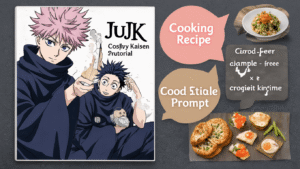 A visually stunning array of Jujutsu Kaisen cosplay costumes laid out on a table, showcasing intricate details and vibrant colors, reflecting the creativity and craftsmanship of the characters from the series.