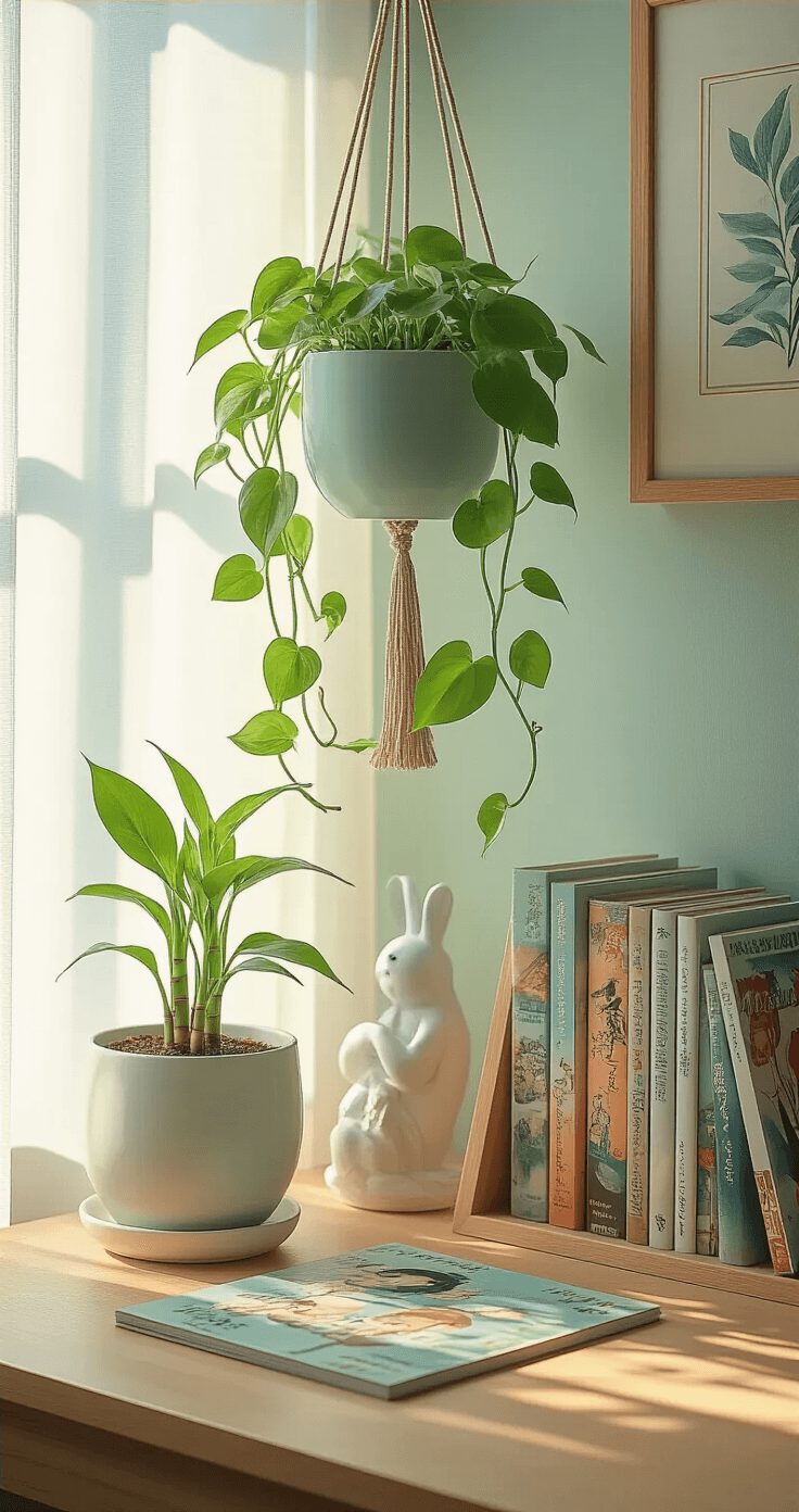 669anime sage blue desk pothos bamboo manga