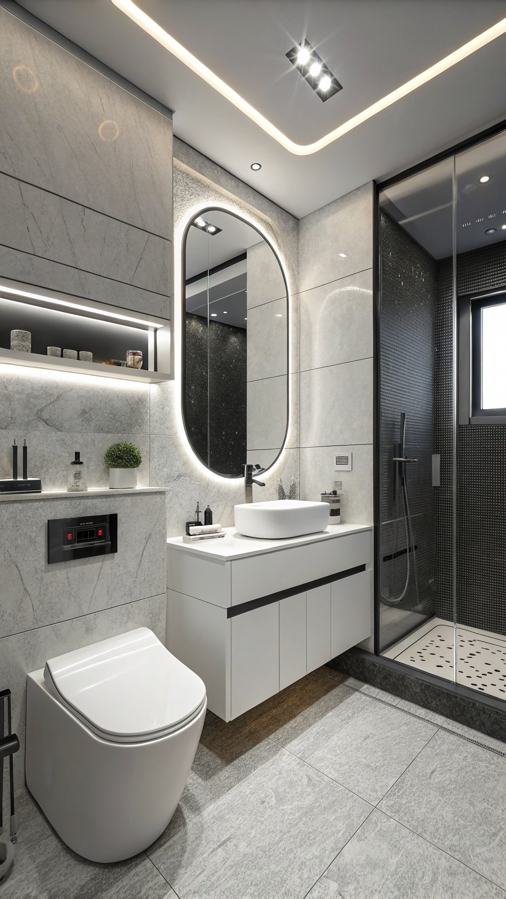 5 Magical Bathroom Ideas to Transform Your Space A modern bathroom featuring sleek design, integrated lighting, and minimalist decor.