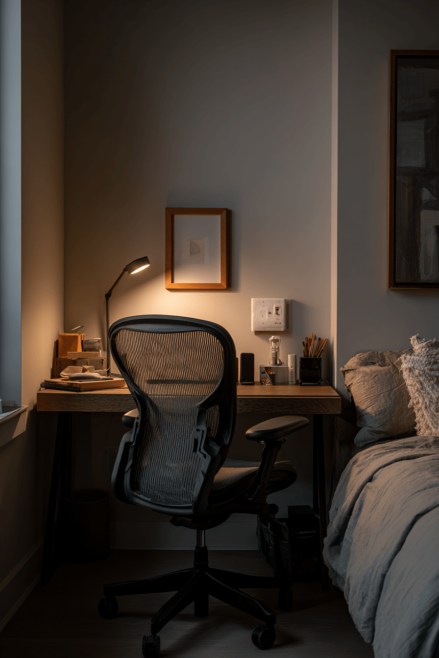 27 Bedroom With Study Table Interior Design Ideas for a Stylish and Productive Space 11 comforting herman miller setup