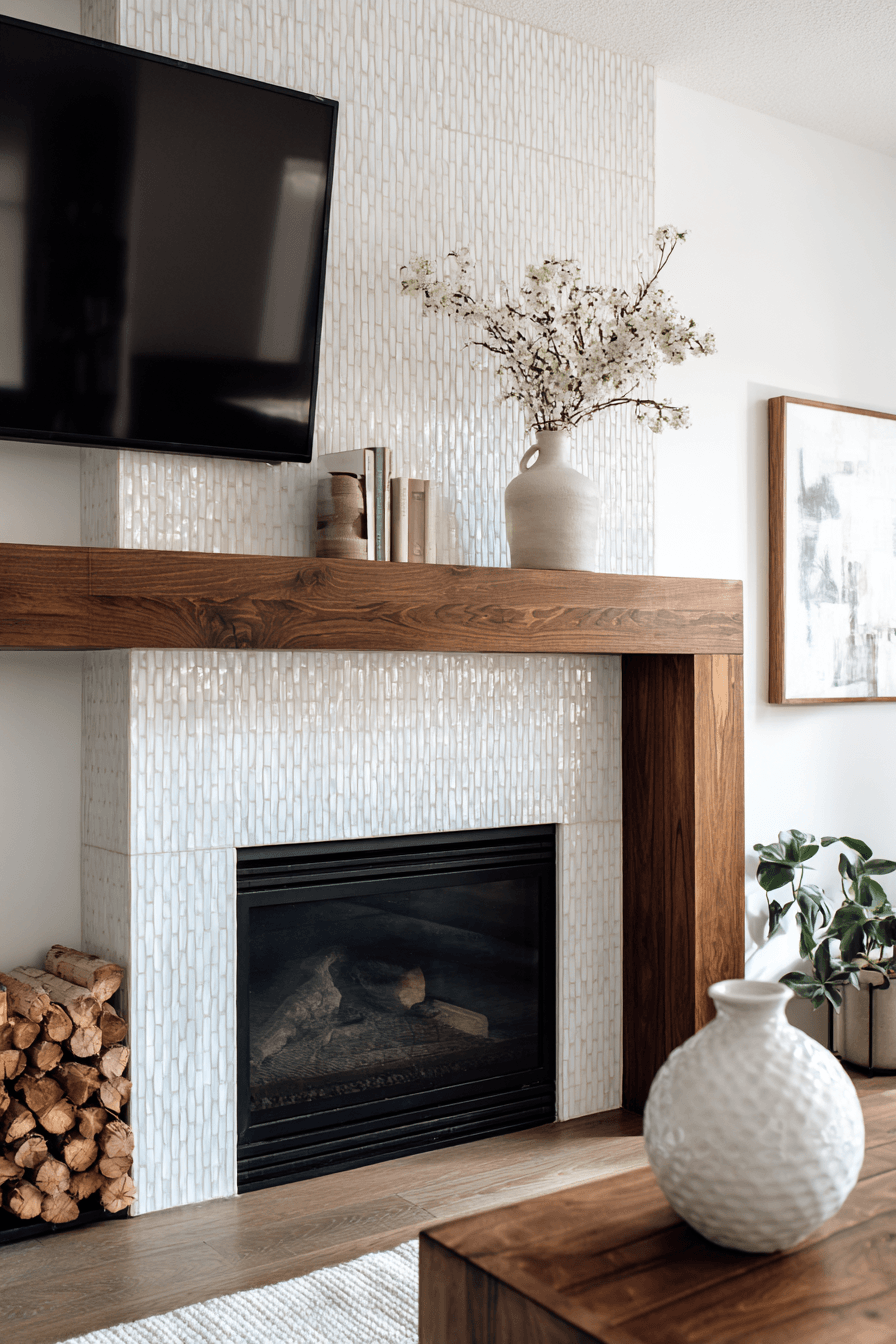 27 Mantle Decor With TV Looks That Feel Elegant and Practical 14 balanced modern mantel moment