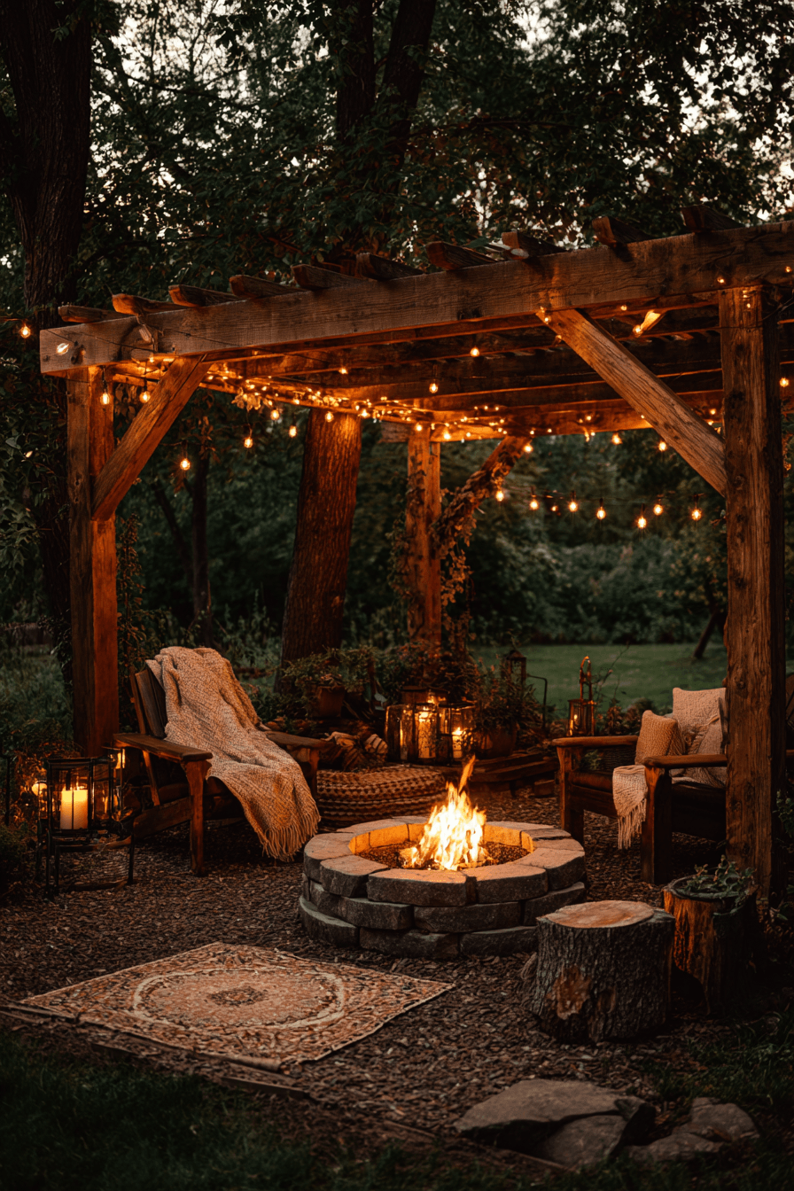 15 cozy firelight pergola gathering