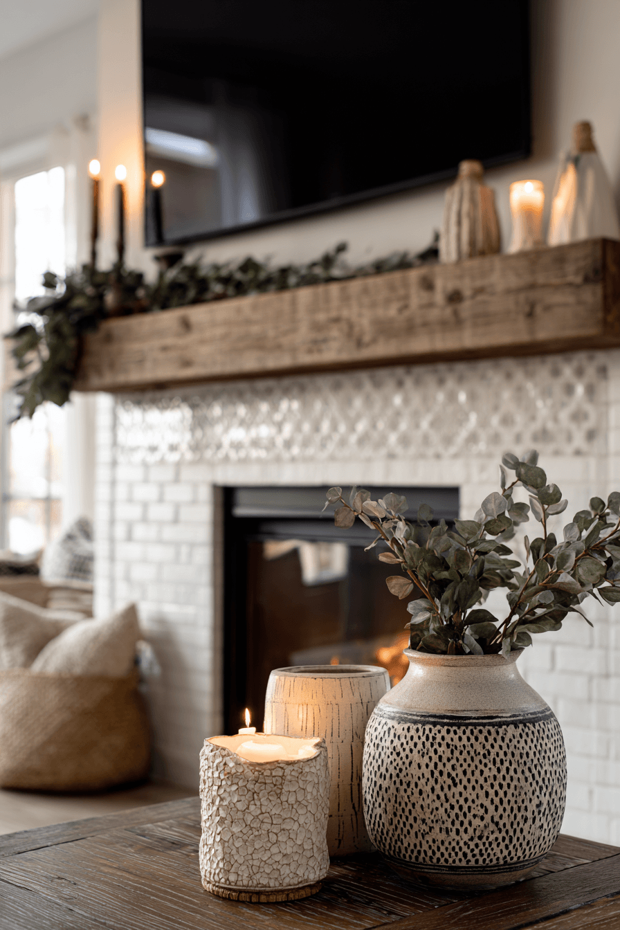27 Mantle Decor With TV Looks That Feel Elegant and Practical 15 welcoming farmhouse mantel beauty