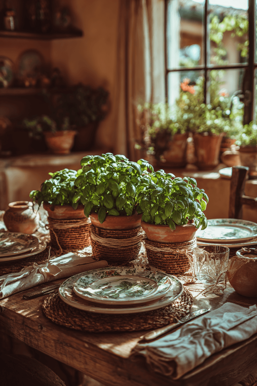 18 fragrant basil table centerpiece