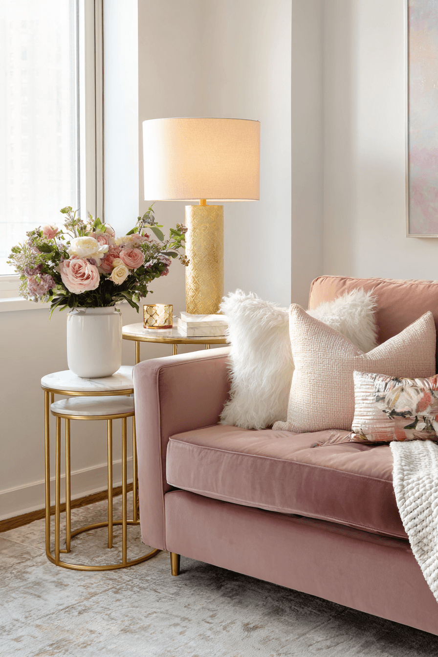 2 sweet blush sofa glow
