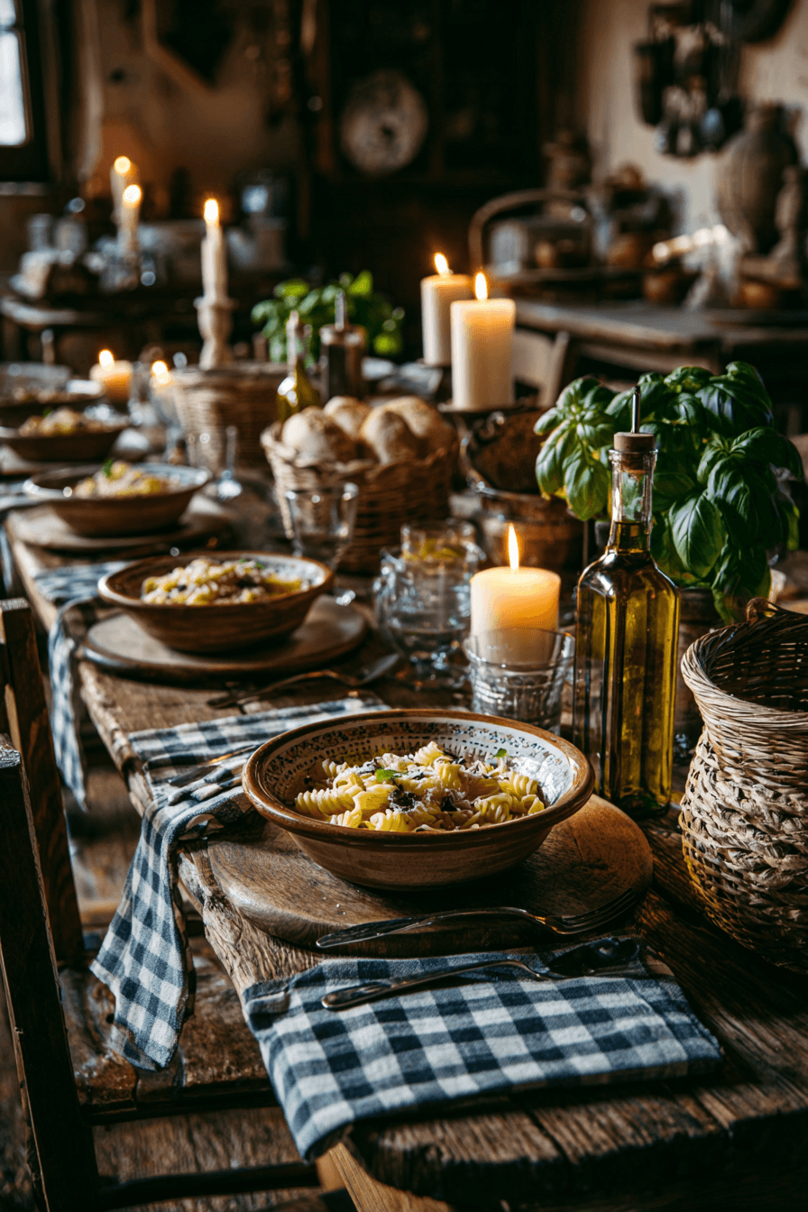 21 cozy rustic pasta table