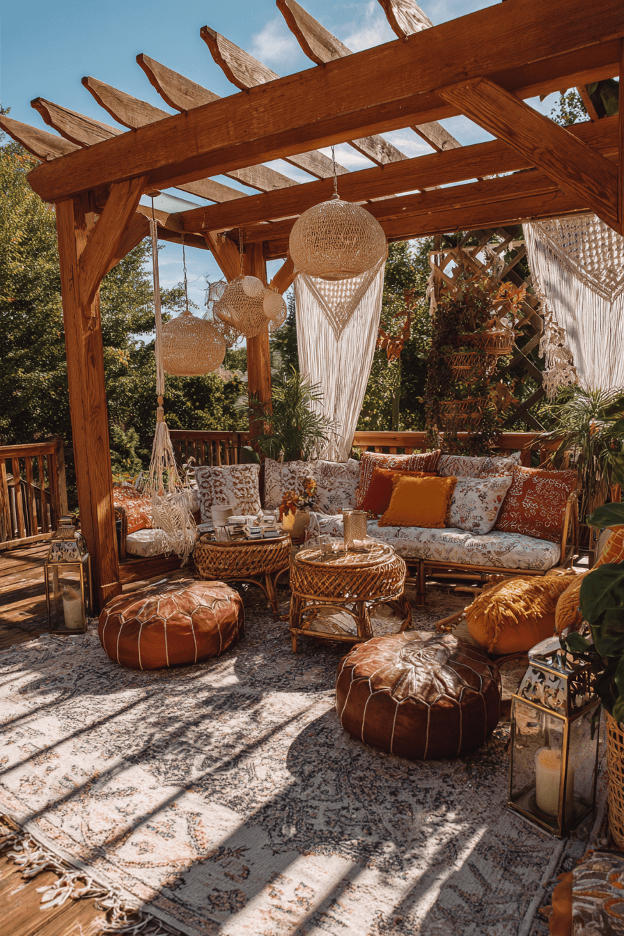 24 bright boho pergola lounge