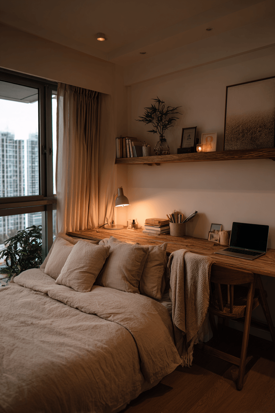 27 Bedroom With Study Table Interior Design Ideas for a Stylish and Productive Space 24 minimal muji study calm