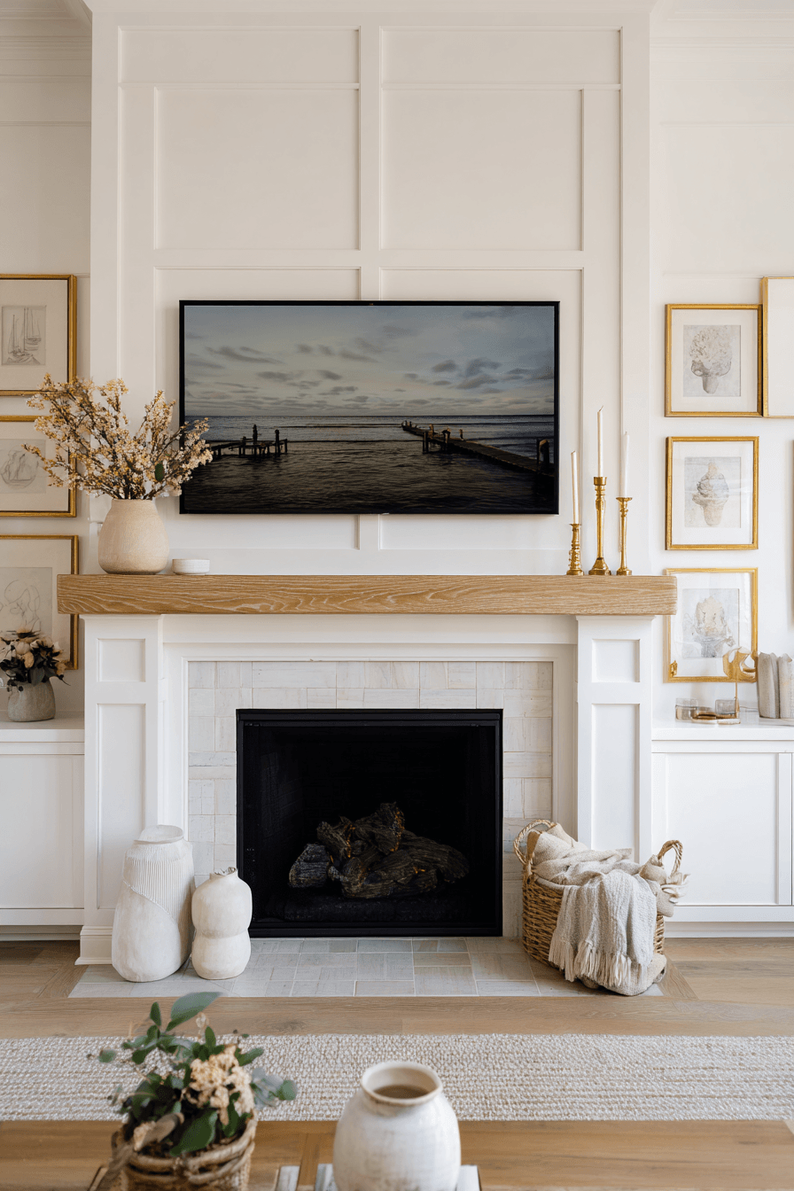 27 Mantle Decor With TV Looks That Feel Elegant and Practical 4 calm designer mantel beauty