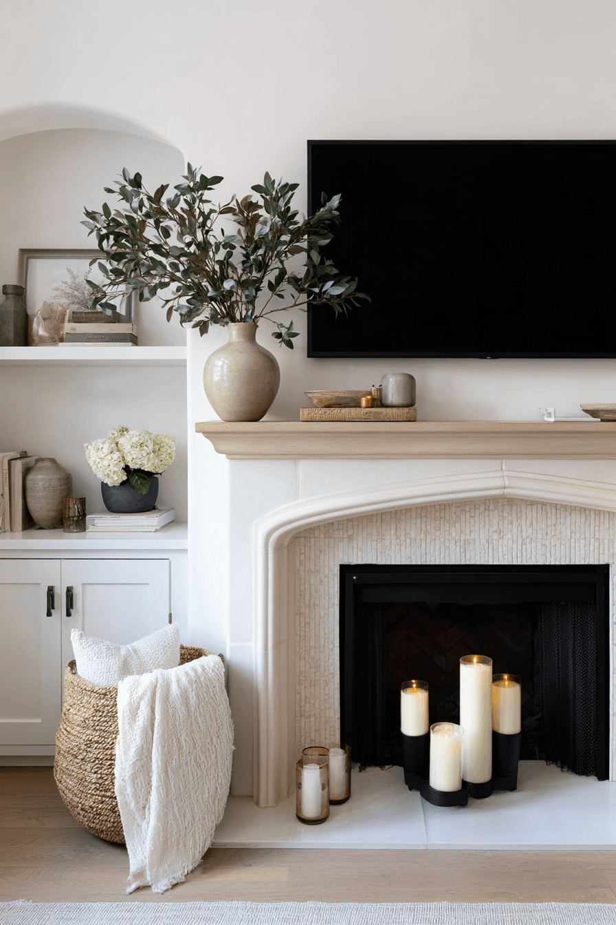 27 Mantle Decor With TV Looks That Feel Elegant and Practical 8 pretty affordable mantel finds