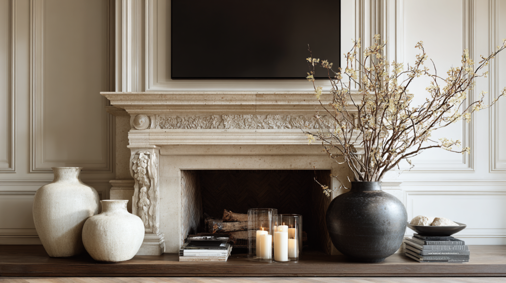 mantle decor with tv2