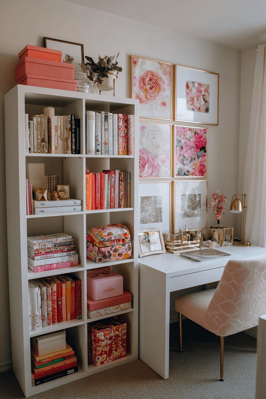 25 bright bookshelf office display