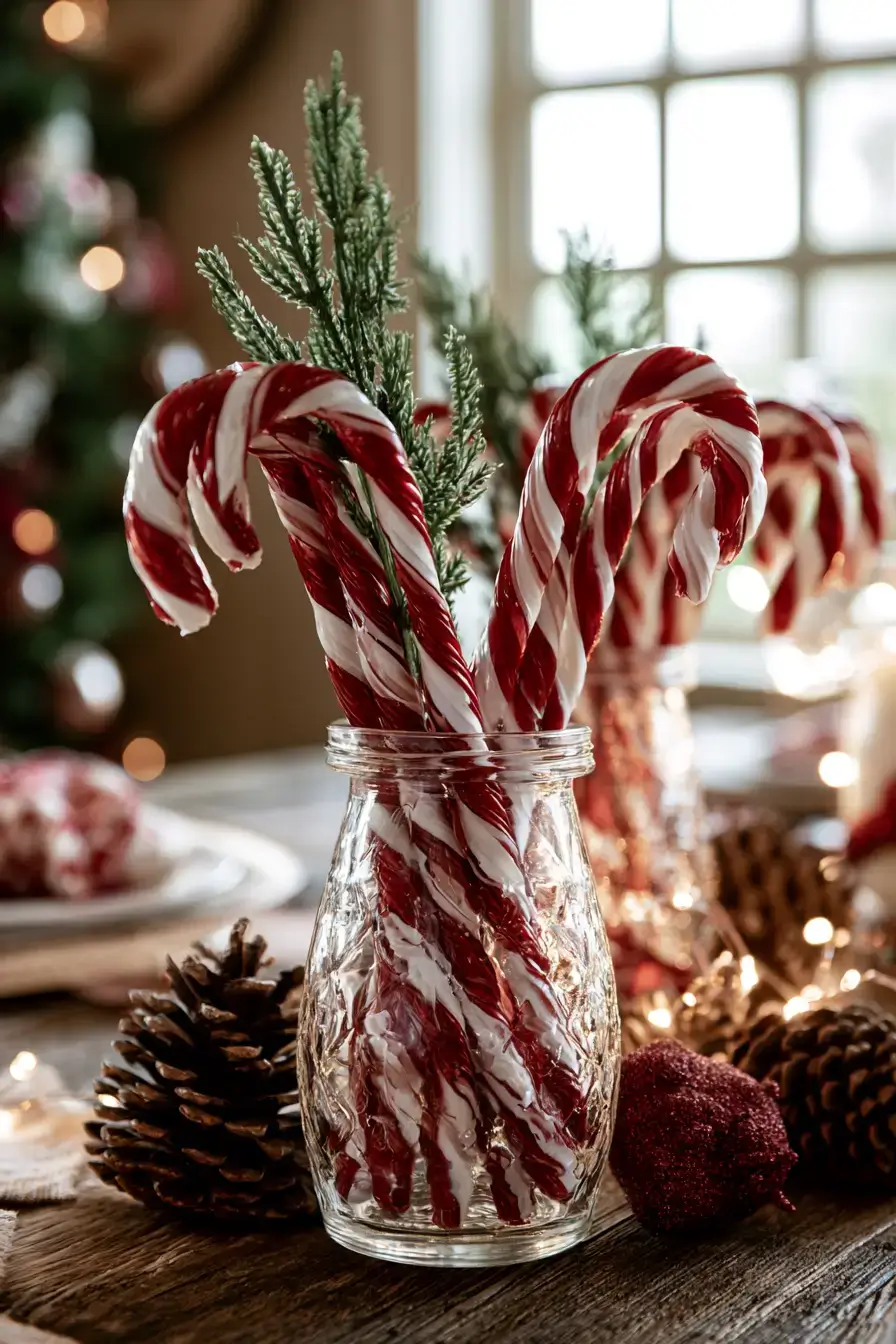 27 Candy Cane Centerpiece Ideas for Cozy Holiday Gatherings 1 dollar tree christmas candy cane style 1