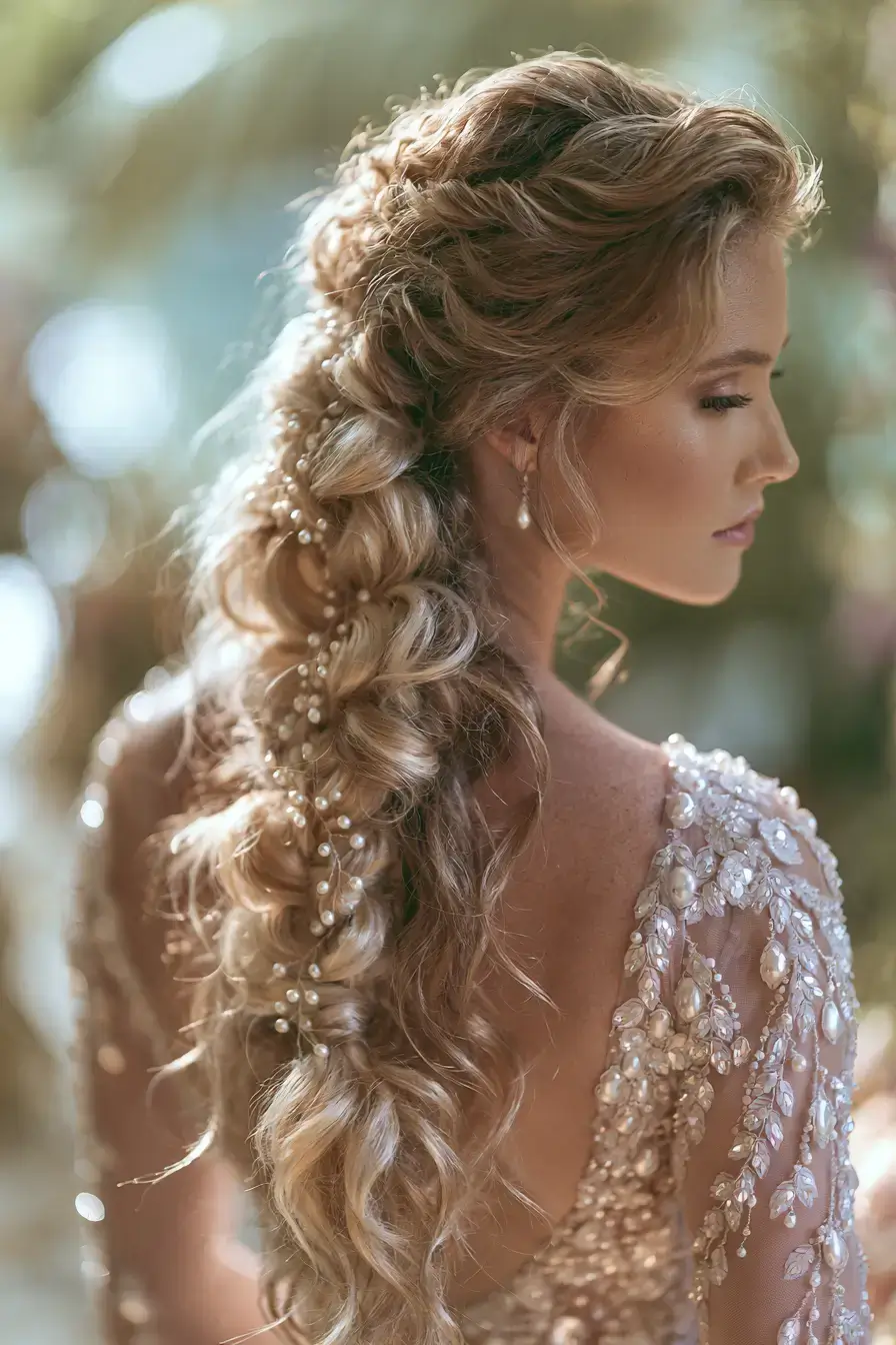27 Timeless Waterfall Braid Wedding Hair Ideas for Brides 1 romantic wedding hair beauty 1