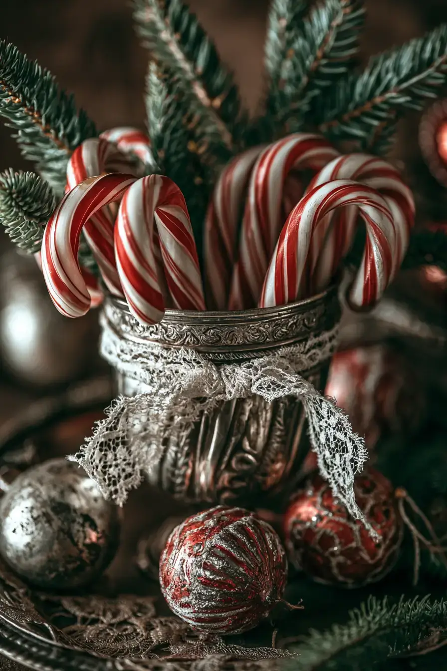 27 Candy Cane Centerpiece Ideas for Cozy Holiday Gatherings 10 vintage holiday candy inspiration 1