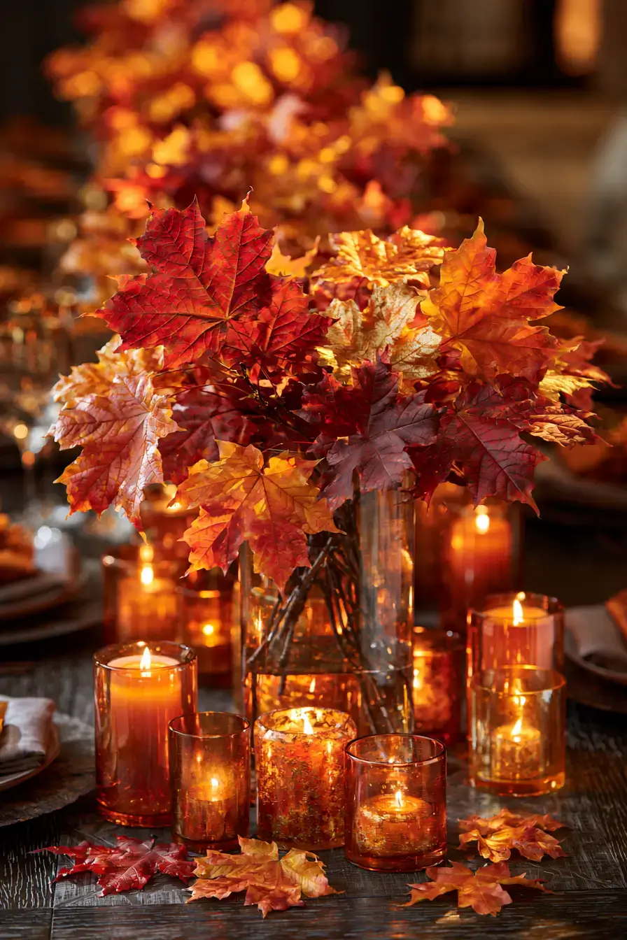 27 Beautiful Fall Wedding Centerpieces to Inspire Your Big Day 11 autumn maple wedding decor 1