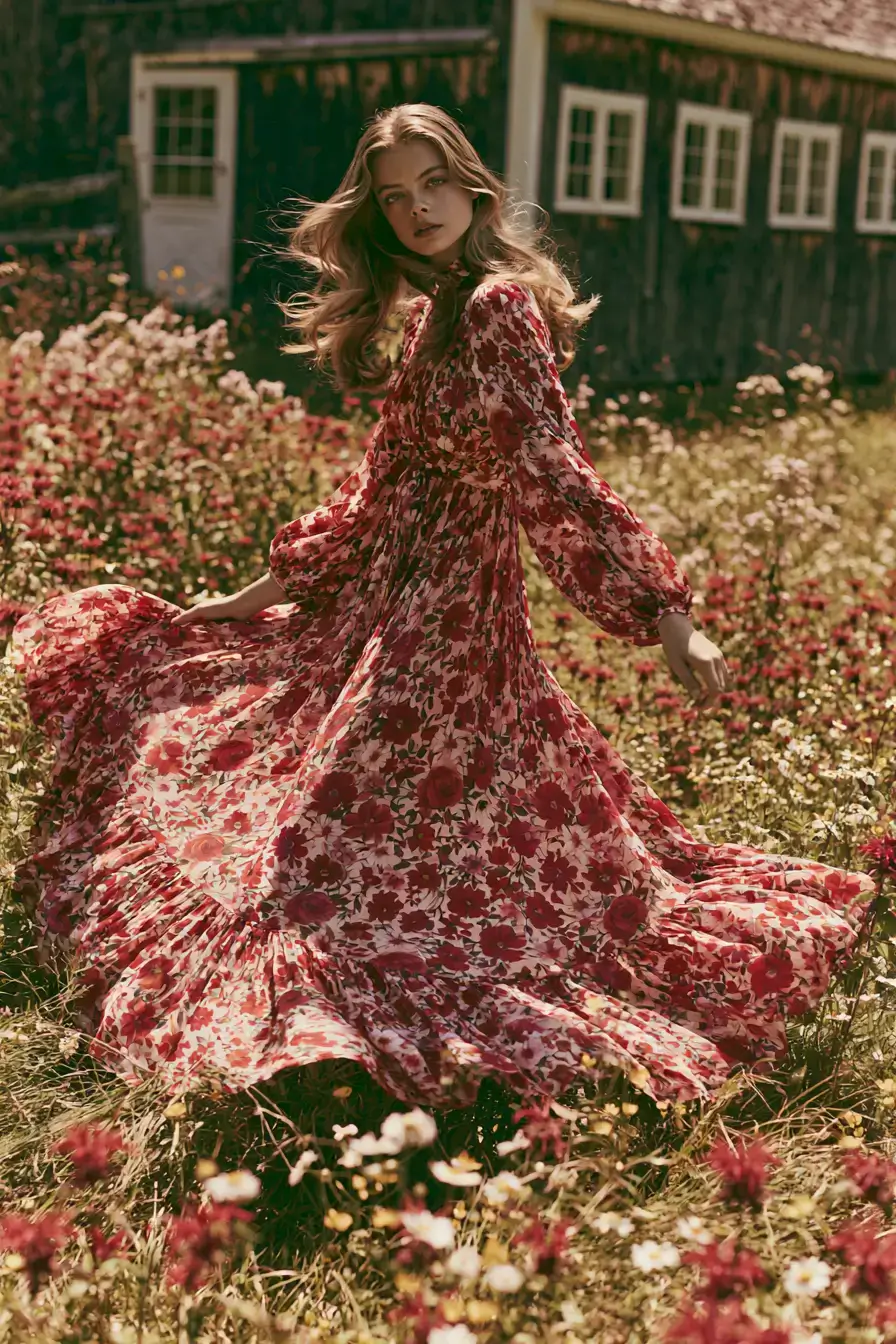 27 Barn Wedding Guest Outfit Ideas That Fit Any Season 12 floral maxi wedding inspiration 1