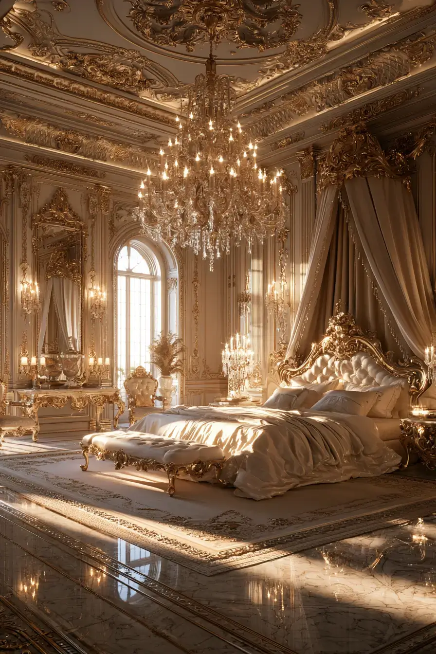 27 Fantasy Royal Bedroom Inspirations For Elegant Living 12 golden royal bedroom inspiration 1