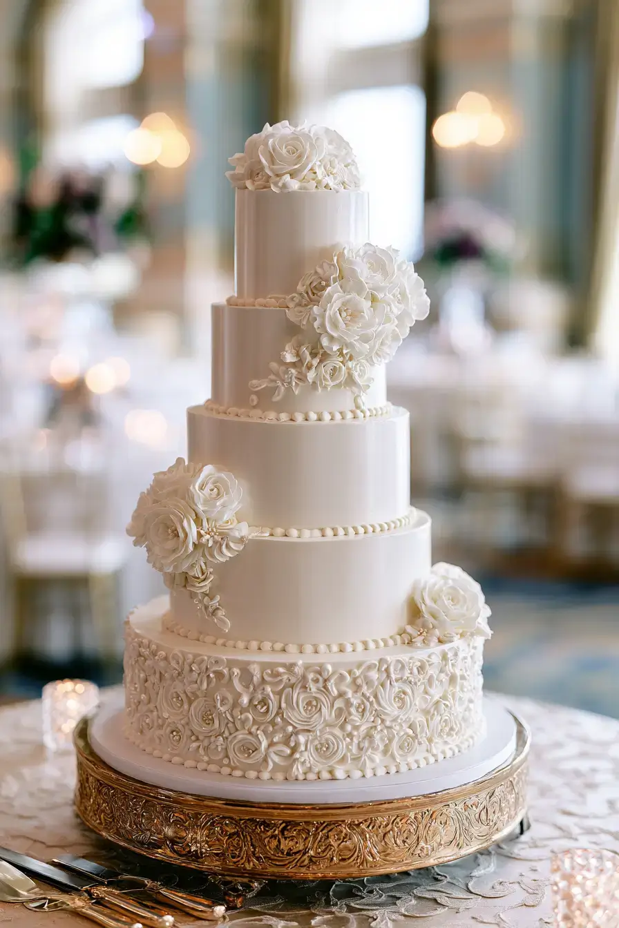 13 pearl frosted wedding cake 1