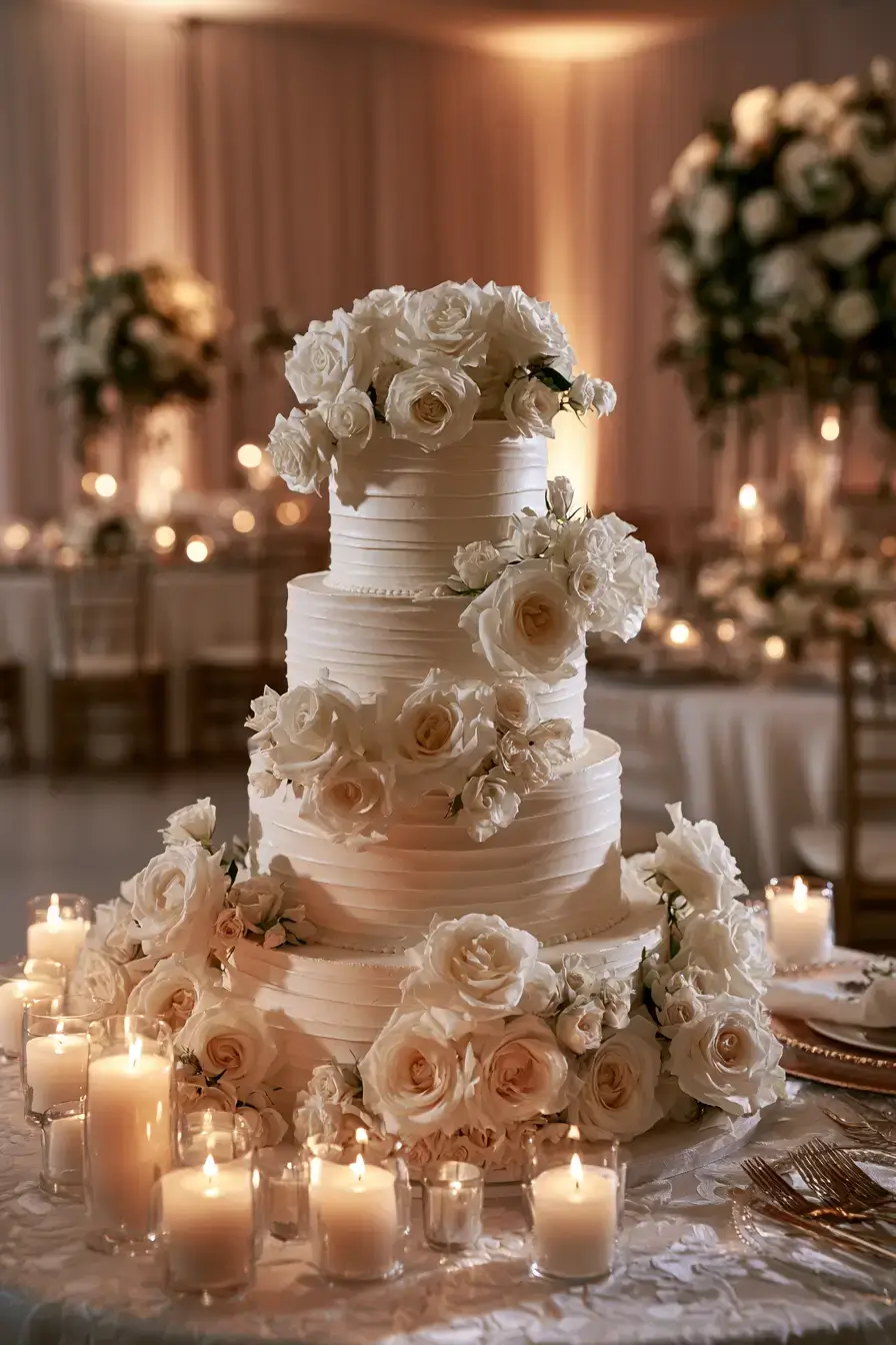 14 graceful white rose cake 1