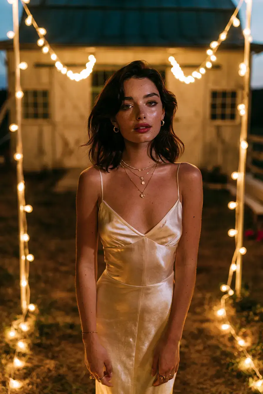 27 Barn Wedding Guest Outfit Ideas That Fit Any Season 14 satin slip wedding fashion 1