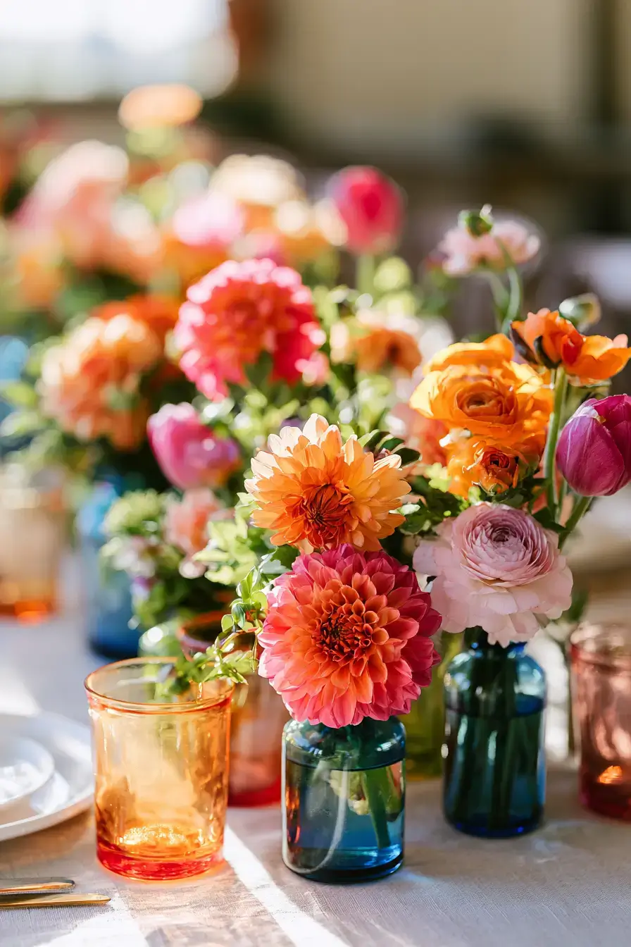 27 Bud Vase Wedding Centerpiece Ideas for Elegant Receptions 15 colorful wedding vase inspiration 1