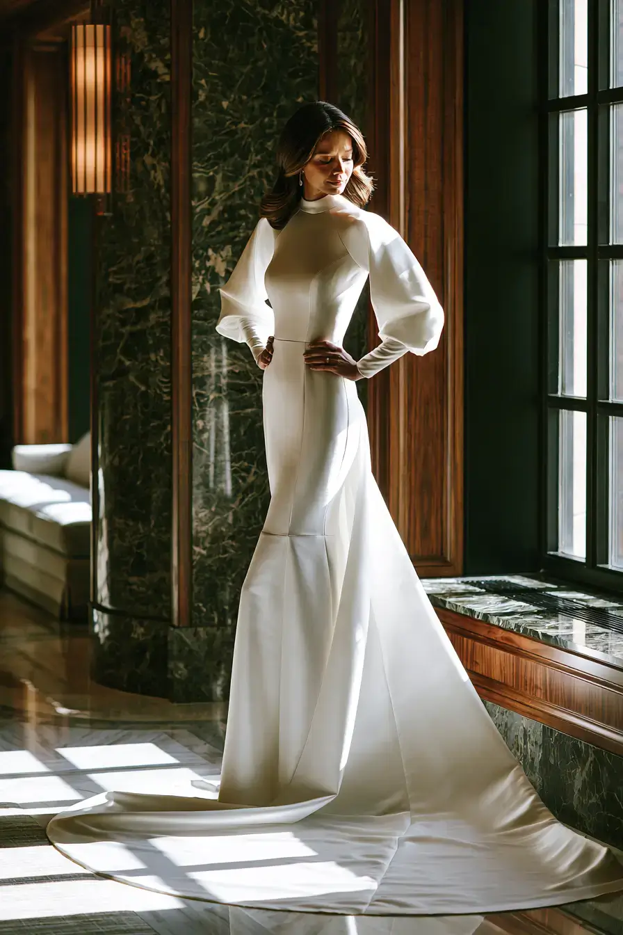 27 Breathtaking Satin Wedding Dresses with Sleeves for Classic Elegance 15 enzoani luxury bridal fashion 1