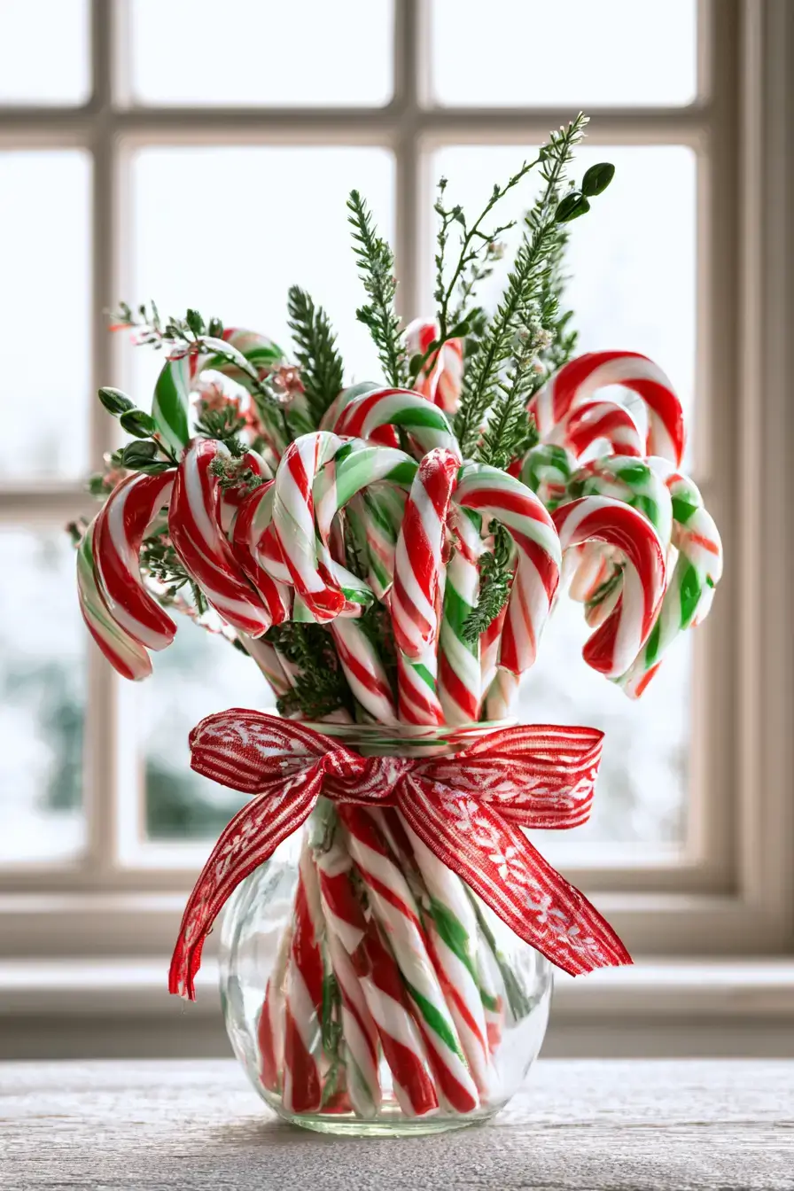 27 Candy Cane Centerpiece Ideas for Cozy Holiday Gatherings 15 festive candy cane flower arrangements 1