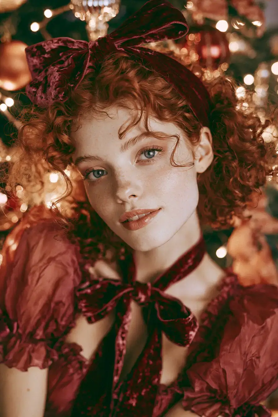 15 velvet bow hair for christmas 1