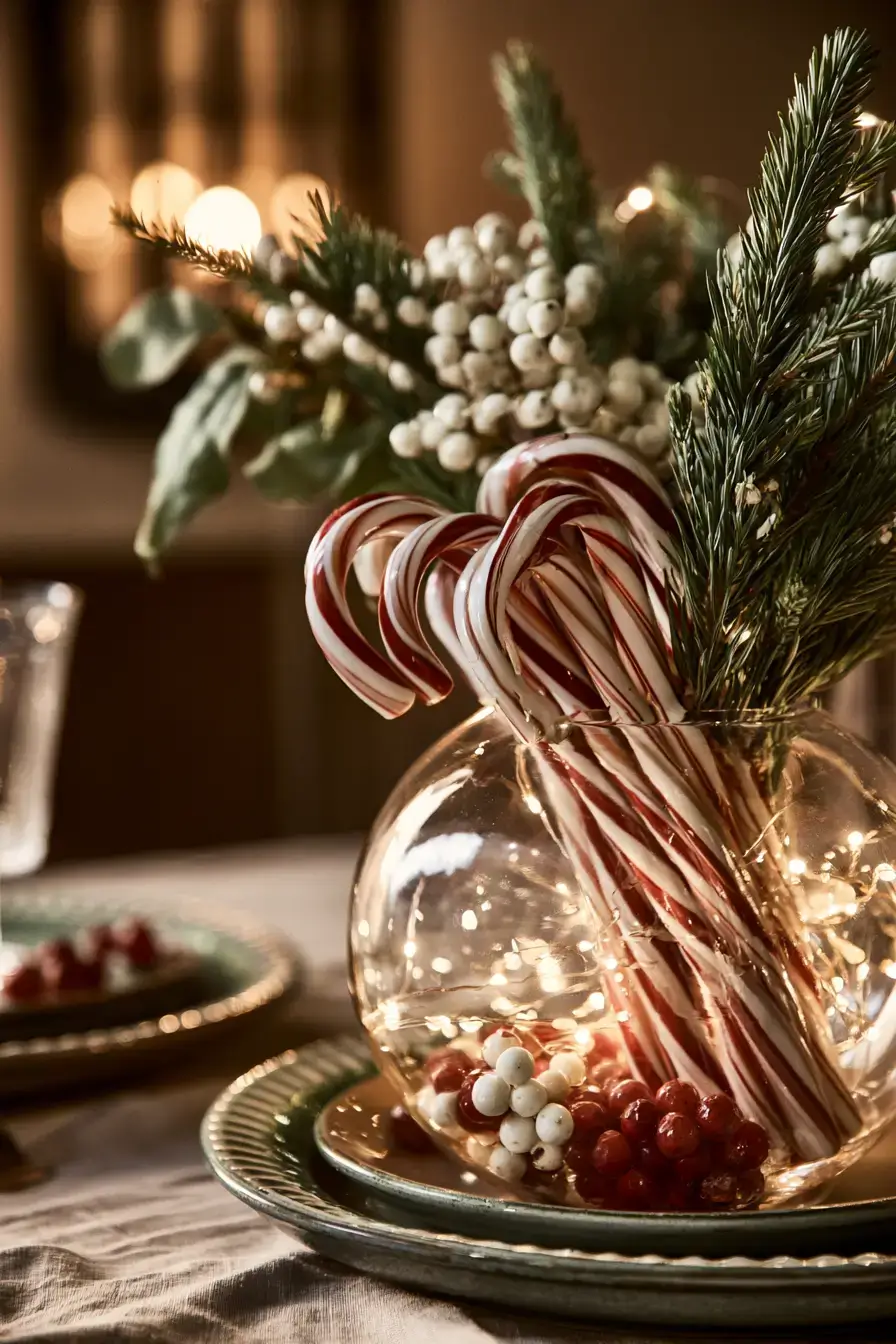 27 Candy Cane Centerpiece Ideas for Cozy Holiday Gatherings 16 holiday glass vase candy creations 1