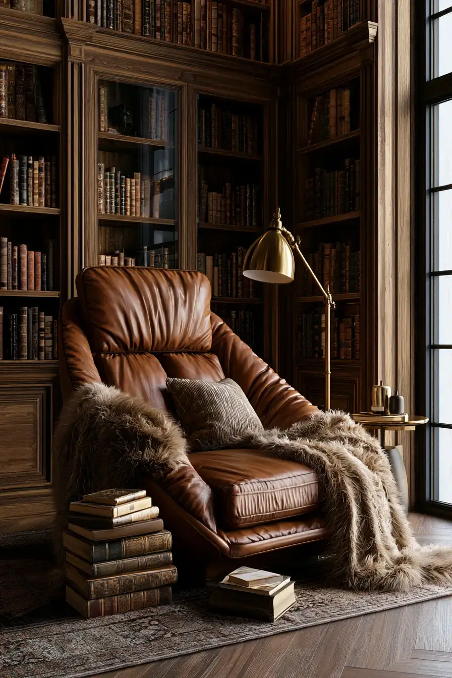 27 Reading Chair Ideas to Make Your Home Feel Extra Cozy 16 leather seating for reading time 1