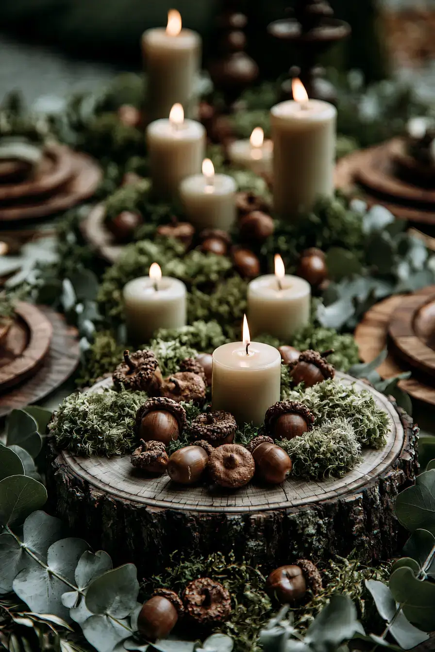 27 Beautiful Fall Wedding Centerpieces to Inspire Your Big Day 16 woodland acorn centerpieces 1