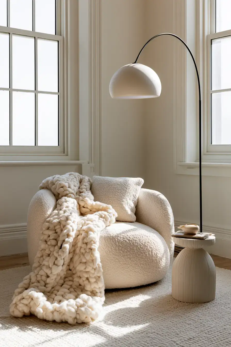 27 Reading Chair Ideas to Make Your Home Feel Extra Cozy 17 boucle chairs with soft texture 1