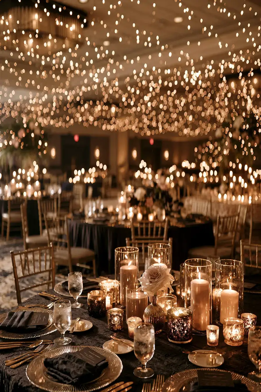 17 candlelit evening wedding reception 1
