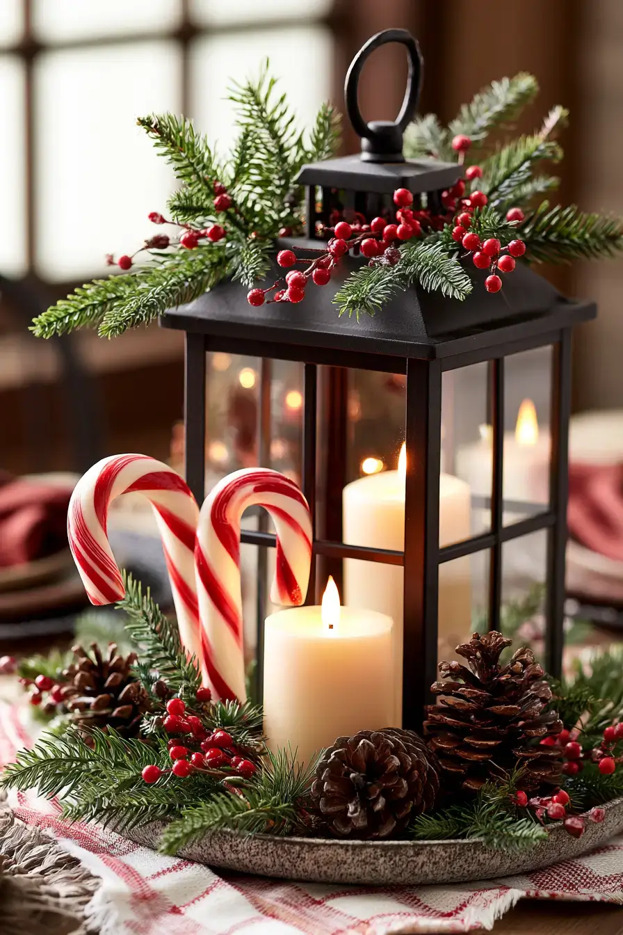 27 Candy Cane Centerpiece Ideas for Cozy Holiday Gatherings 17 christmas lantern candy inspiration 1