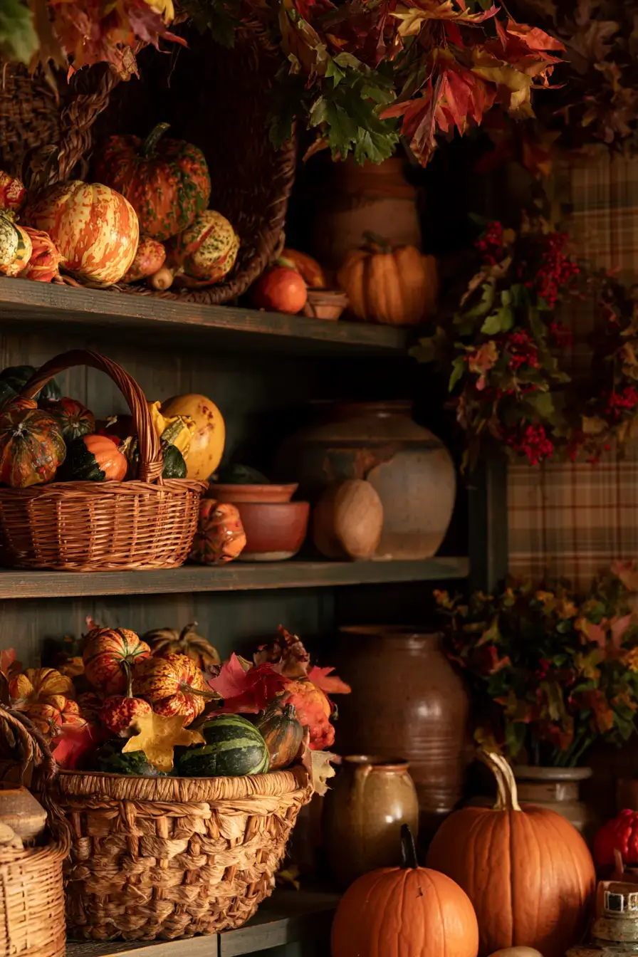 17 harvest shelf decorating inspiration 1