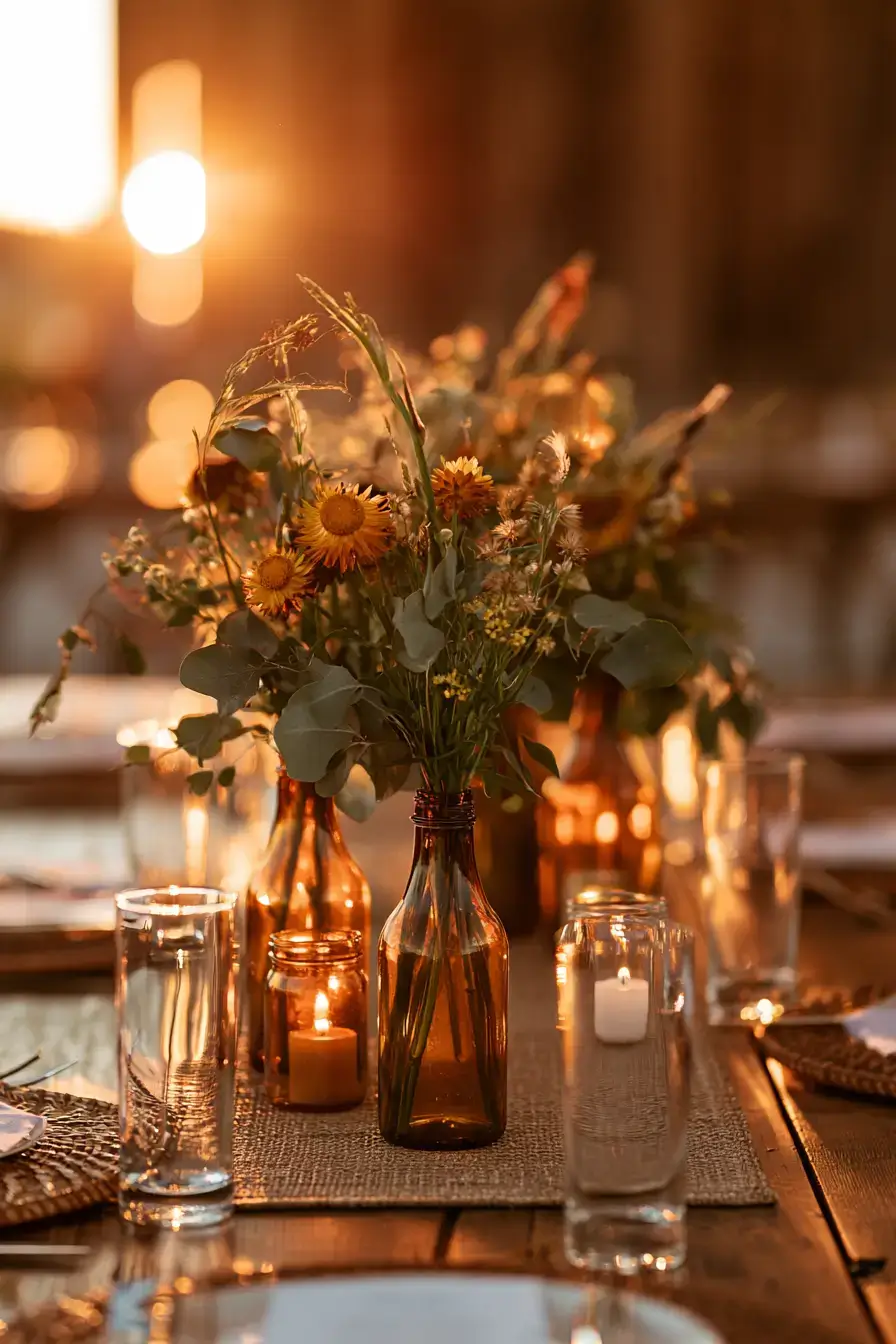 27 Bud Vase Wedding Centerpiece Ideas for Elegant Receptions 17 rustic wedding vase beauty 1