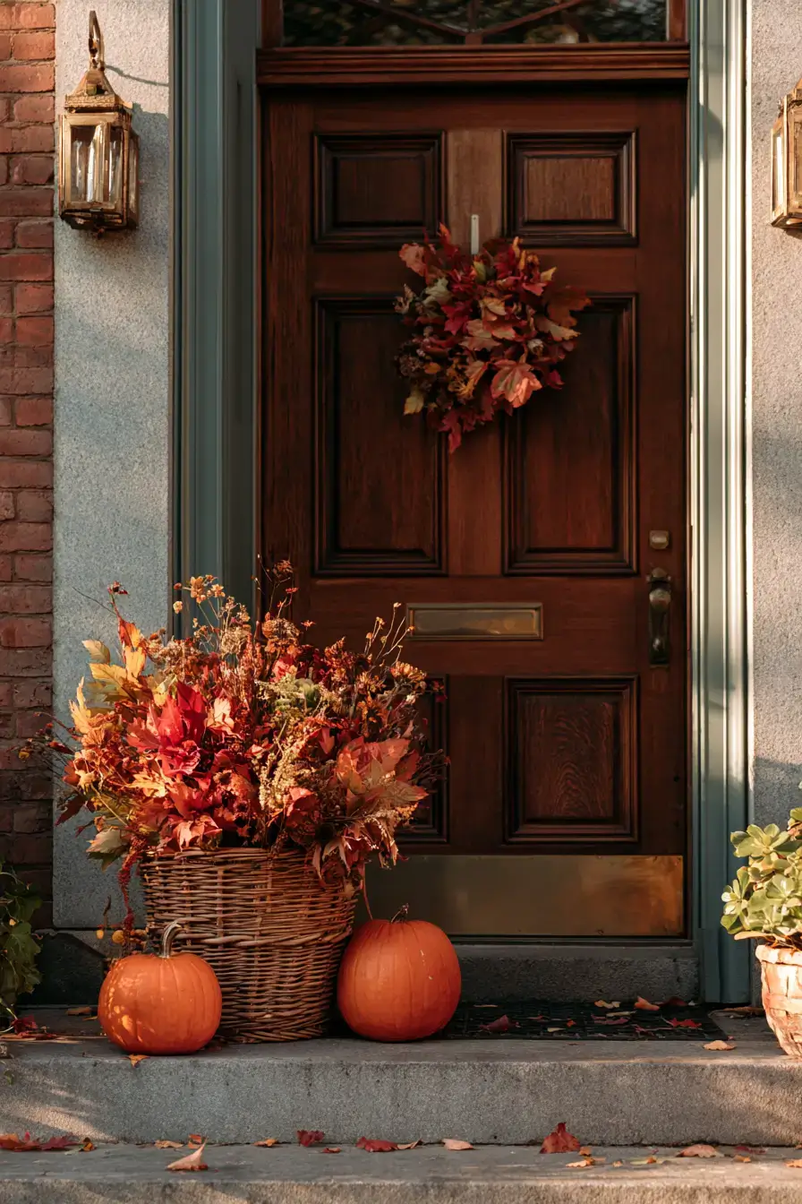 18 beautiful autumn door basket ideas 1