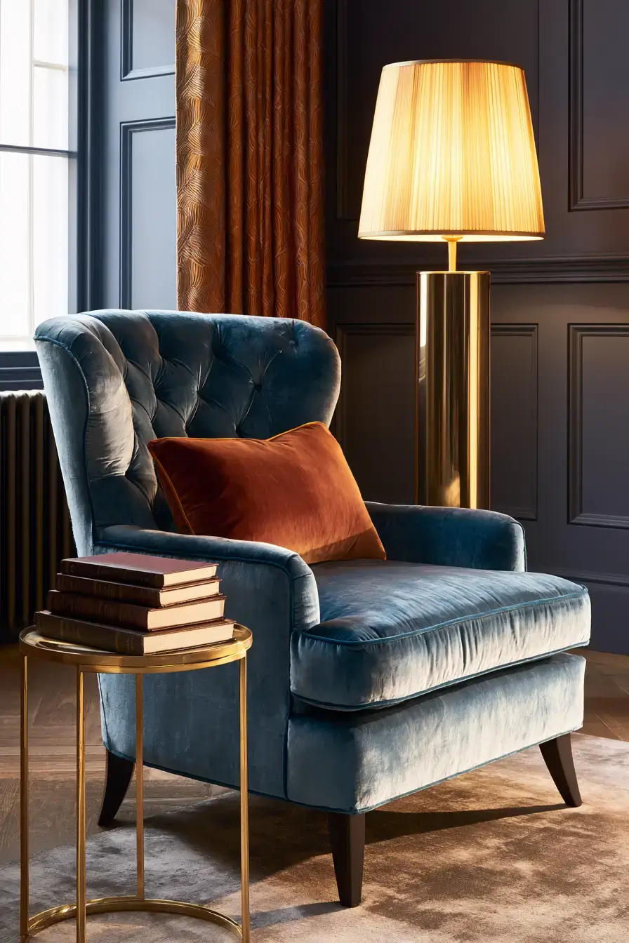27 Reading Chair Ideas to Make Your Home Feel Extra Cozy 19 velvet seating with lasting comfort 1