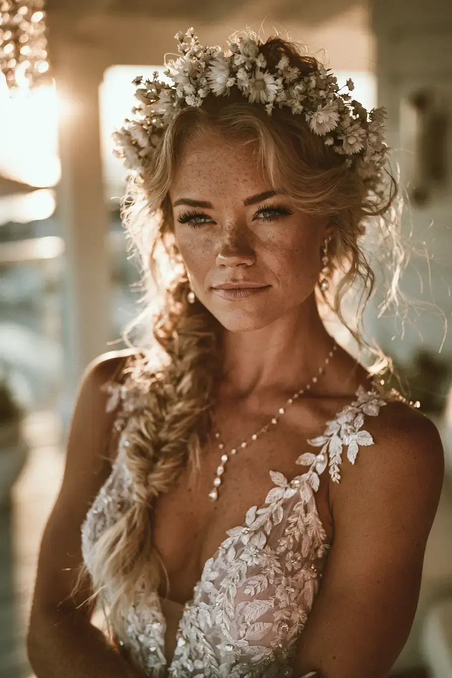27 Timeless Waterfall Braid Wedding Hair Ideas for Brides 2 elegant bridal hair inspiration 1