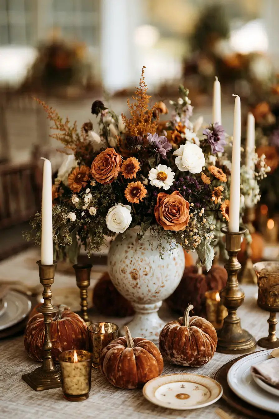 27 Beautiful Fall Wedding Centerpieces to Inspire Your Big Day 2 etsy handmade autumn decor 1