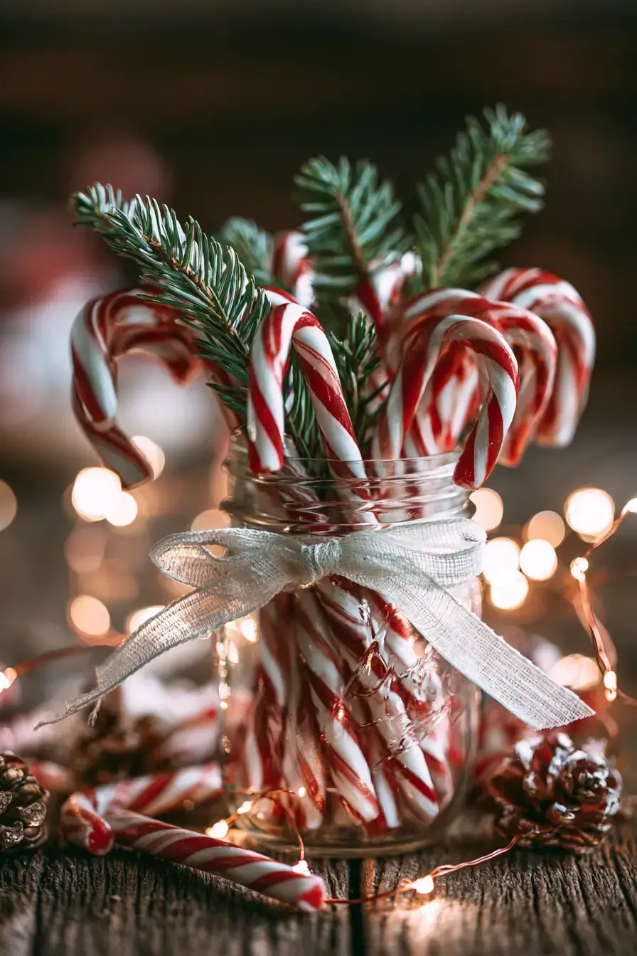 27 Candy Cane Centerpiece Ideas for Cozy Holiday Gatherings 2 mason jar holiday candy display 1