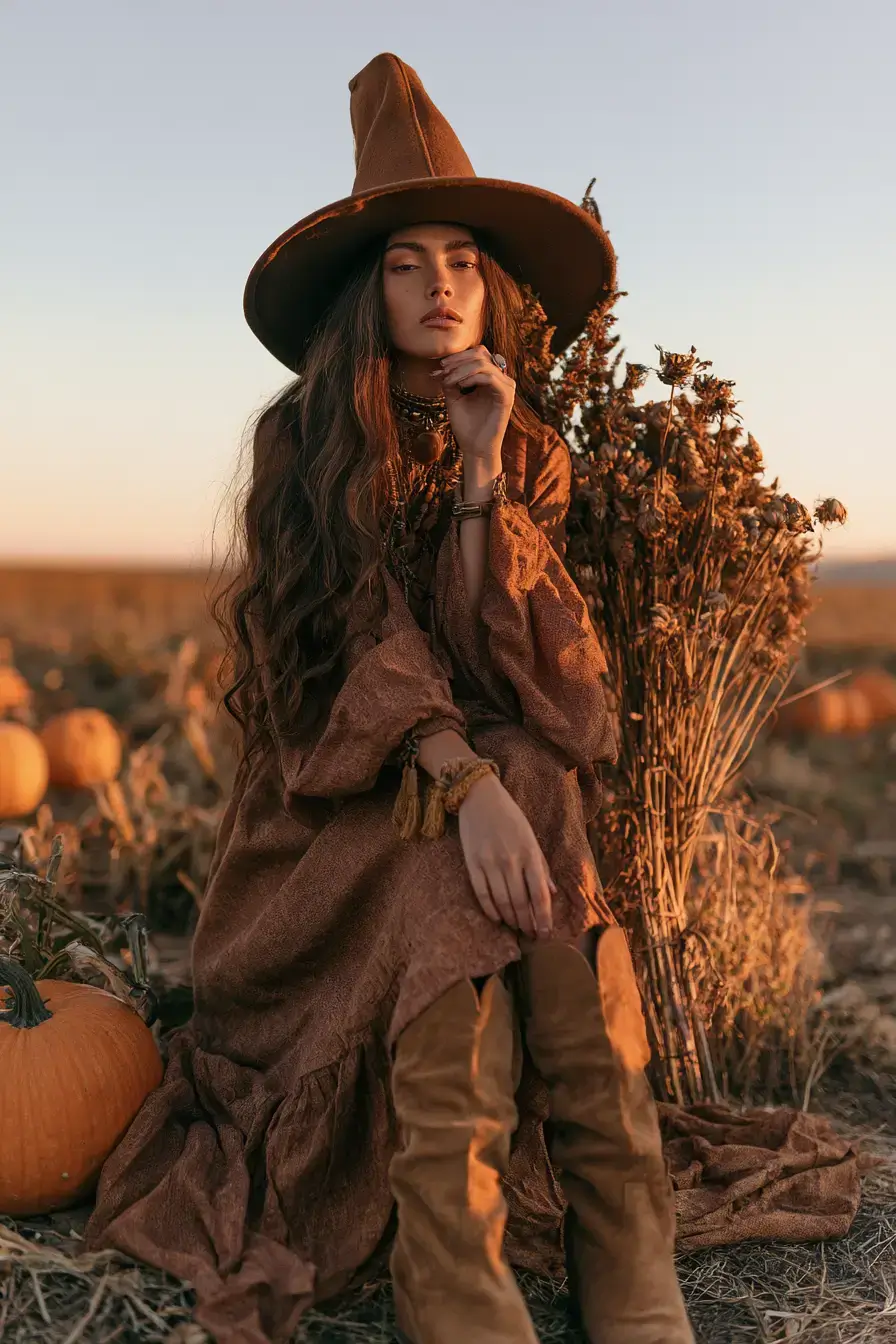 27 Wicked Witch Costumes for a Magical Halloween 20 autumn boho witch outfit ideas 1