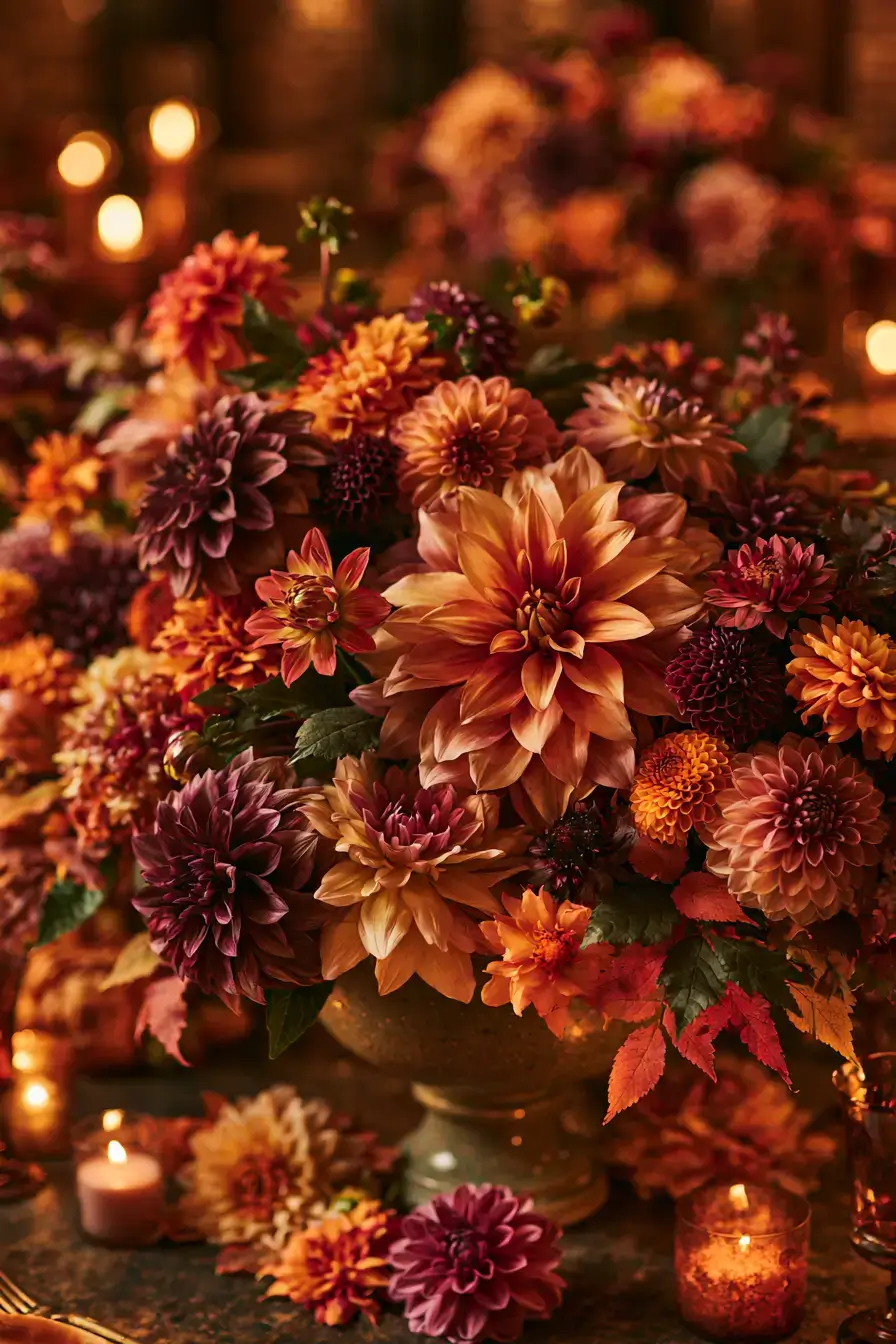 27 Beautiful Fall Wedding Centerpieces to Inspire Your Big Day 20 elegant dahlia wedding decor 1