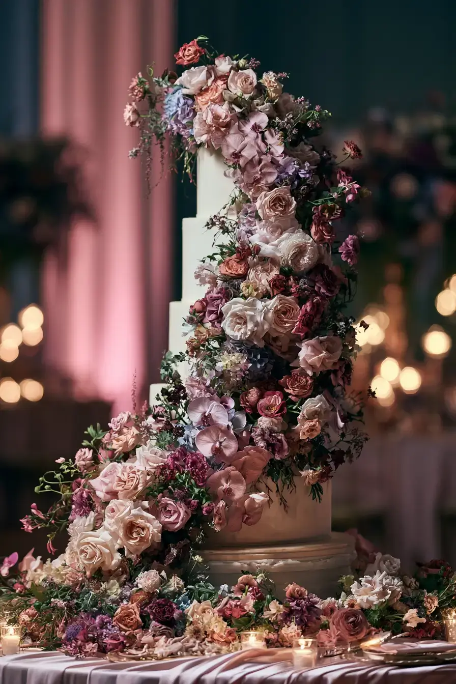 20 flowing floral wedding cake 1